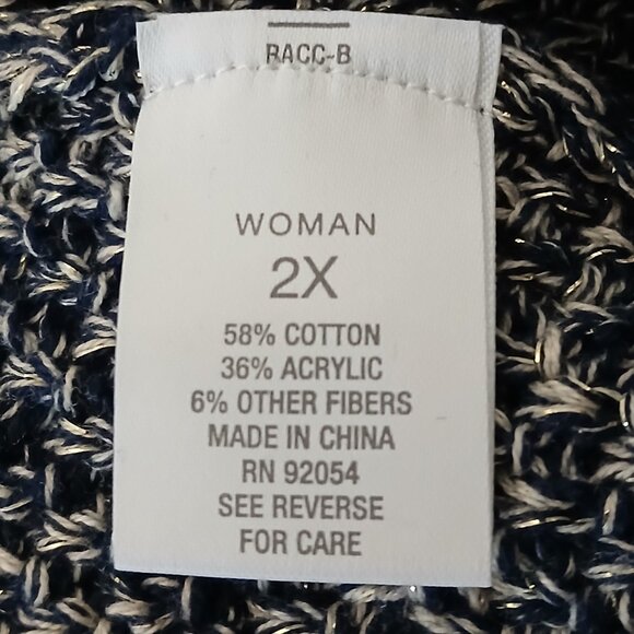 NWT Roz & Ali 2X Cardigan Sweater Knit Jacket Blazer Navy Chain Trim - Picture 12 of 13